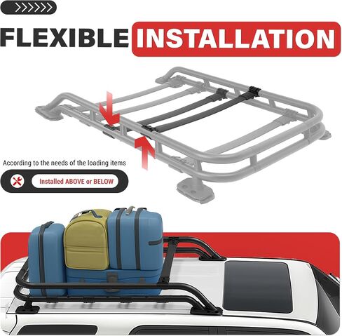 سلة شحن رف السقف من ECOTRIC متوافقة مع 2010-2023 Toyota 4Runner Sport Utility 4 أبواب، حامل الأمتعة على السطح قضبان مساحة إضافية مطلية بمسحوق أسود in Saudi Arabia