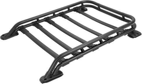 سلة شحن رف السقف من ECOTRIC متوافقة مع 2010-2023 Toyota 4Runner Sport Utility 4 أبواب، حامل الأمتعة على السطح قضبان مساحة إضافية مطلية بمسحوق أسود in Saudi Arabia