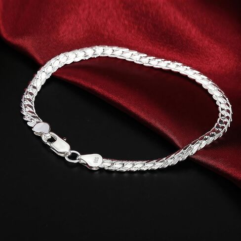 Cuban Link Chain,925 Sterling Silver Bracelet,Hip Hop Diamond Link Bracelets for Men Women in Saudi Arabia