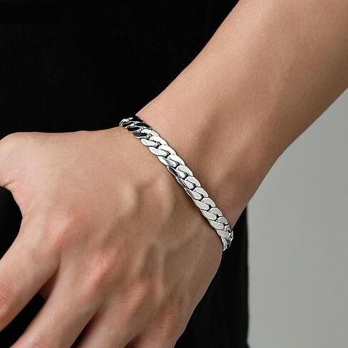Cuban Link Chain,925 Sterling Silver Bracelet,Hip Hop Diamond Link Bracelets for Men Women in Saudi Arabia