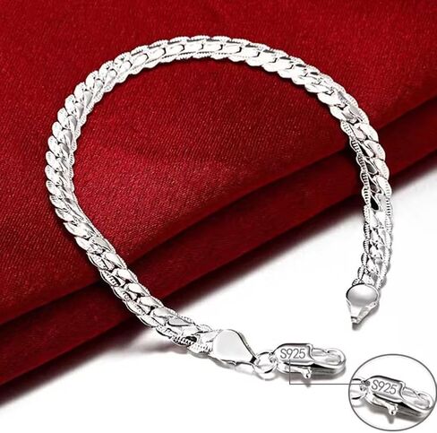 Cuban Link Chain,925 Sterling Silver Bracelet,Hip Hop Diamond Link Bracelets for Men Women in Saudi Arabia