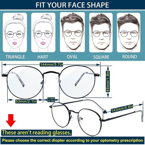 Round NearSighted Distance Glasses Women Men,Nearsighted Far Vision Driving Eyeglasses,Retro Myopia Wire Frame in Saudi Arabia