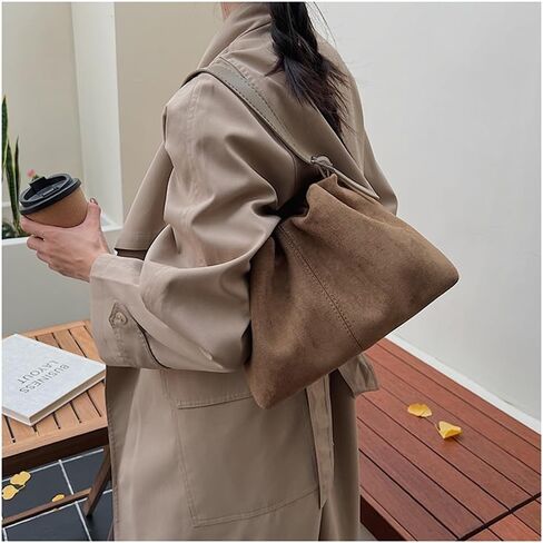 Retro Lazy Shoulder Underarm Bag Large Capacity Commuter Drawstring Bag Niche Design Women's in Saudi Arabia
