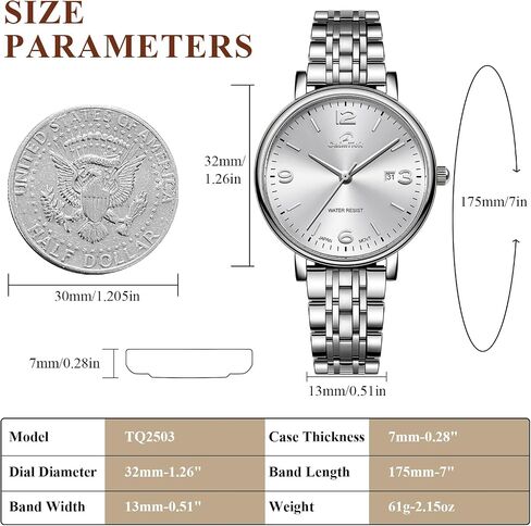 Gold & Silver Stainless Steel Watch - Japanese VJ12 Movement, 3ATM Water Resistant, Minimalist Dial, Dress & Casual Wristwatch for Women in Saudi Arabia