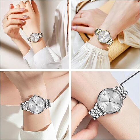 Gold & Silver Stainless Steel Watch - Japanese VJ12 Movement, 3ATM Water Resistant, Minimalist Dial, Dress & Casual Wristwatch for Women in Saudi Arabia
