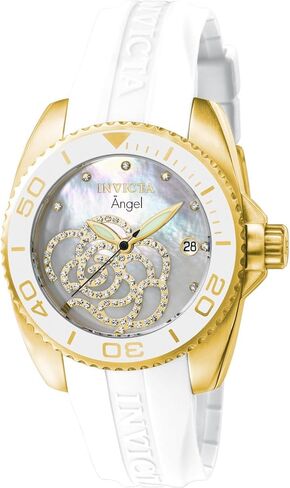 Invicta Women's 0488 Angel Gold-Tone Watch with White Silicone Band in Saudi Arabia