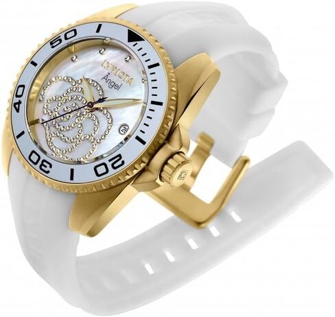 Invicta Women's 0488 Angel Gold-Tone Watch with White Silicone Band in Saudi Arabia
