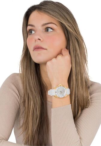 Invicta Women's 0488 Angel Gold-Tone Watch with White Silicone Band in Saudi Arabia