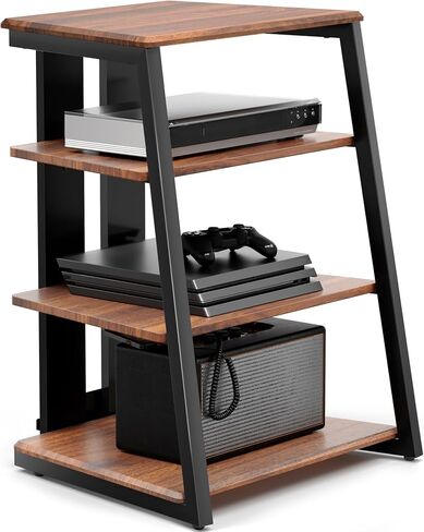 FITUEYES 4-Tier AV Media Stand Corner Shelf for Record Player HiFi, Walnut in Kuwait