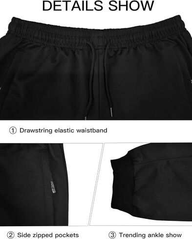 Men's Casual Sweatpants with Zipper Pockets Tapered Fit Drawstring Workout Joggers for Gym Running Lounge in Saudi Arabia