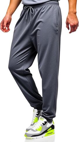 Men's Casual Sweatpants with Zipper Pockets Tapered Fit Drawstring Workout Joggers for Gym Running Lounge in Saudi Arabia