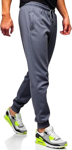 Men's Casual Sweatpants with Zipper Pockets Tapered Fit Drawstring Workout Joggers for Gym Running Lounge in Saudi Arabia