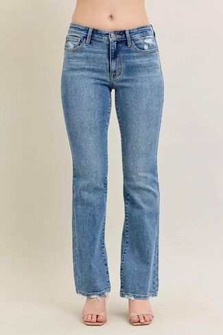 Judy Blue Mid Rise Wash Bootcut Jeans- Ivory Gem in Saudi Arabia