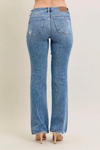 Judy Blue Mid Rise Wash Bootcut Jeans- Ivory Gem in Saudi Arabia