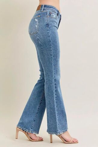 Judy Blue Mid Rise Wash Bootcut Jeans- Ivory Gem in Saudi Arabia