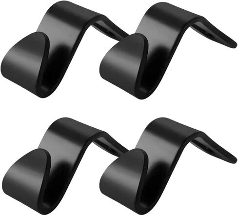 4 Pack Car Back Seat Headrest Hooks, Black Stylish Back Seat Hanger for Car Handbag Clothes Coats Grocery Bags, Car Interior Accessories in Saudi Arabia