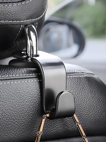 4 Pack Car Back Seat Headrest Hooks, Black Stylish Back Seat Hanger for Car Handbag Clothes Coats Grocery Bags, Car Interior Accessories in Saudi Arabia