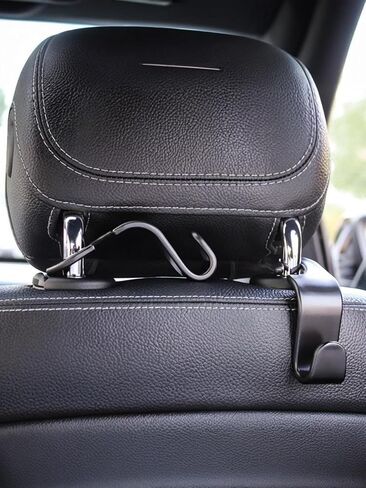 4 Pack Car Back Seat Headrest Hooks, Black Stylish Back Seat Hanger for Car Handbag Clothes Coats Grocery Bags, Car Interior Accessories in Saudi Arabia