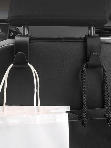 4 Pack Car Back Seat Headrest Hooks, Black Stylish Back Seat Hanger for Car Handbag Clothes Coats Grocery Bags, Car Interior Accessories in Saudi Arabia