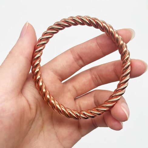 سوار تينسور نحاسي ملتوي للنساء، سوار من النحاس النقي الصلب، سوار مفتوح بلون ذهبي طبيعي دافئ in Kuwait