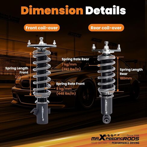 maxpeedingrods Coilover لسوبارو امبريزا WRX 2008-2014، طقم تعليق كويلوفيرز قابل للتعديل بـ 24 مستوى، دعامات ممتص الصدمات قابلة لضبط الارتفاع، طقم خفض، T7 ترقية كويلوفر السباق in Saudi Arabia