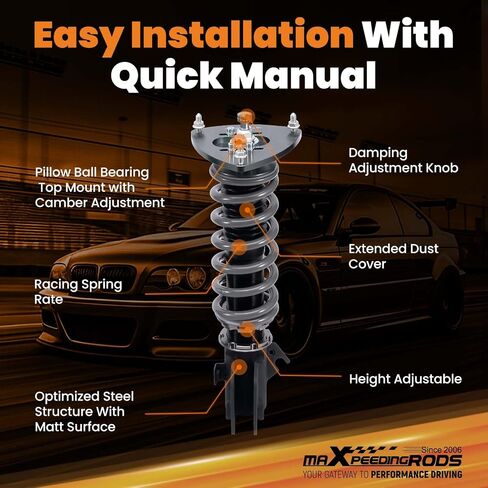 maxpeedingrods Coilover لسوبارو امبريزا WRX 2008-2014، طقم تعليق كويلوفيرز قابل للتعديل بـ 24 مستوى، دعامات ممتص الصدمات قابلة لضبط الارتفاع، طقم خفض، T7 ترقية كويلوفر السباق in Saudi Arabia