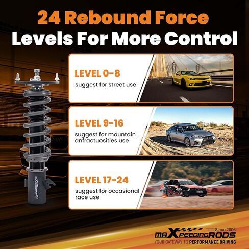 maxpeedingrods Coilover لسوبارو امبريزا WRX 2008-2014، طقم تعليق كويلوفيرز قابل للتعديل بـ 24 مستوى، دعامات ممتص الصدمات قابلة لضبط الارتفاع، طقم خفض، T7 ترقية كويلوفر السباق in Saudi Arabia