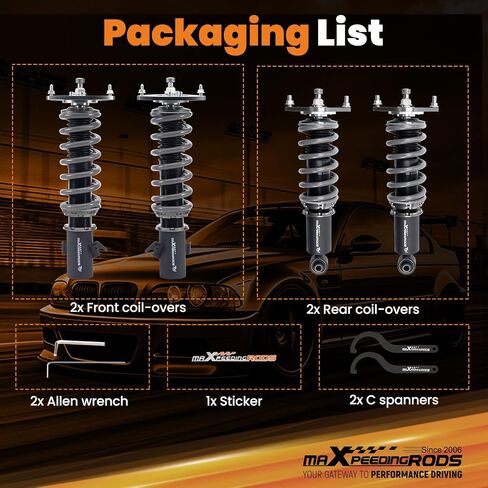 maxpeedingrods Coilover لسوبارو امبريزا WRX 2008-2014، طقم تعليق كويلوفيرز قابل للتعديل بـ 24 مستوى، دعامات ممتص الصدمات قابلة لضبط الارتفاع، طقم خفض، T7 ترقية كويلوفر السباق in Saudi Arabia