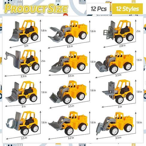 OJYUDD 24 Pcs Mini Construction Vehicles,Pull Back Engineering Vehicles,Play Figure Vehicles Toys for Birthday Party Favors,Gifts,Rewards in Kuwait