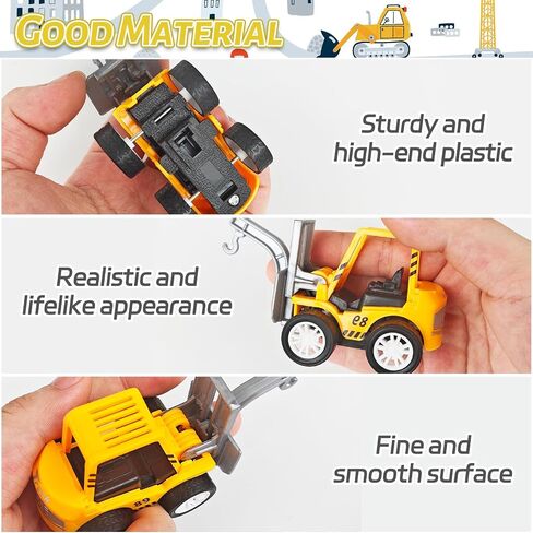 OJYUDD 24 Pcs Mini Construction Vehicles,Pull Back Engineering Vehicles,Play Figure Vehicles Toys for Birthday Party Favors,Gifts,Rewards in Kuwait
