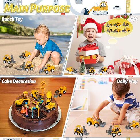 OJYUDD 24 Pcs Mini Construction Vehicles,Pull Back Engineering Vehicles,Play Figure Vehicles Toys for Birthday Party Favors,Gifts,Rewards in Kuwait