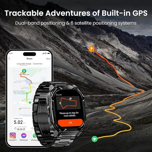 ساعة Amaztim Smart ، بطارية 60 يومًا طويلة جدًا ، و 50 مترًا مقاومًا للماء ، ومكالمات Bluetooth العسكرية الوعرة (مكالمات الإجابة/الاتصال) ، و 1.85 "شاشة عالية الدقة كبيرة ، ومساعد صوت AI ، ومتوافق مع Android و iOS in Kuwait