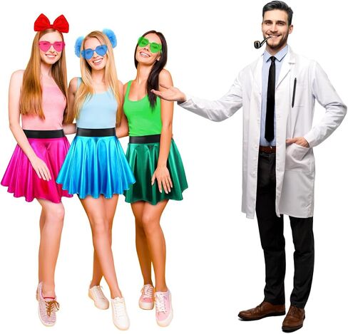 Mepase 5 Pcs Halloween Professor Costume Scientist Doctor Accessories Adult Men with White Lab Coat Fake Pipe Tie Pens in Saudi Arabia