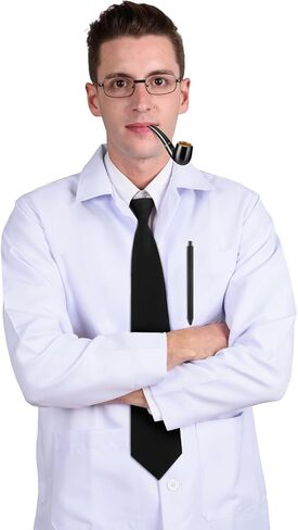 Mepase 5 Pcs Halloween Professor Costume Scientist Doctor Accessories Adult Men with White Lab Coat Fake Pipe Tie Pens in Saudi Arabia