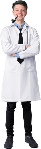 Mepase 5 Pcs Halloween Professor Costume Scientist Doctor Accessories Adult Men with White Lab Coat Fake Pipe Tie Pens in Saudi Arabia
