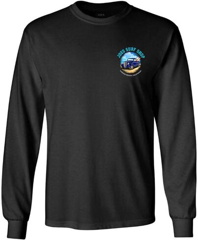 تي شيرت قطني بأكمام طويلة يحمل شعار شاحنة ركوب الأمواج للرجال من Joe's Surf Shop. ريج، كبير وطويل القامة in Kuwait