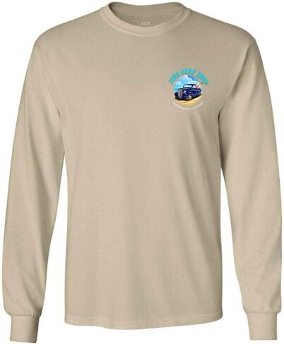 تي شيرت قطني بأكمام طويلة يحمل شعار شاحنة ركوب الأمواج للرجال من Joe's Surf Shop. ريج، كبير وطويل القامة in Kuwait