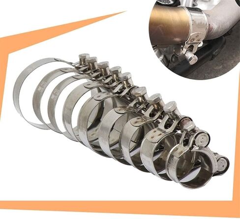 Silver Exhaust Clamp Stainless Steel Exhaust Band Clamp Replacement for Motorcycle Water Hose Car Automotive Replacement Exhaust Clamps (48-51mm) in Saudi Arabia