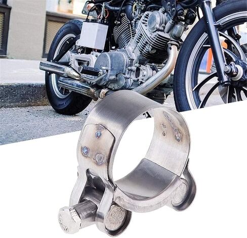 Silver Exhaust Clamp Stainless Steel Exhaust Band Clamp Replacement for Motorcycle Water Hose Car Automotive Replacement Exhaust Clamps (48-51mm) in Saudi Arabia