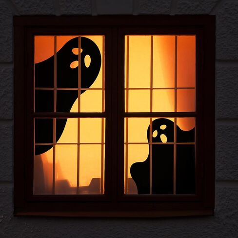 4 Pcs Halloween Large Ghost Window Clings Decor 30/19 Inches Extra Large Scary White Ghost for Halloween Window Decals Indoor, Creepy School Office Party Supplies for Home Glass Windows in Saudi Arabia
