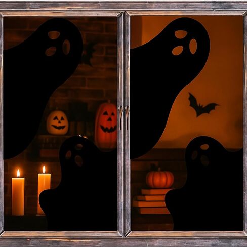 4 Pcs Halloween Large Ghost Window Clings Decor 30/19 Inches Extra Large Scary White Ghost for Halloween Window Decals Indoor, Creepy School Office Party Supplies for Home Glass Windows in Saudi Arabia