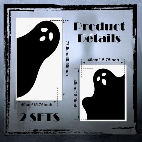 4 Pcs Halloween Large Ghost Window Clings Decor 30/19 Inches Extra Large Scary White Ghost for Halloween Window Decals Indoor, Creepy School Office Party Supplies for Home Glass Windows in Saudi Arabia