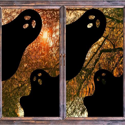 4 Pcs Halloween Large Ghost Window Clings Decor 30/19 Inches Extra Large Scary White Ghost for Halloween Window Decals Indoor, Creepy School Office Party Supplies for Home Glass Windows in Saudi Arabia
