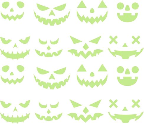 16 Pcs Window Stickers Glow Pumpkin Face Stickers, Ghost Face Pumpkin Decorating Glow in The Dark Halloween Stickers, Waterproof Halloween Ghost Eyes Sticker for Party Decoration, Door, Wall, Cabinet in Saudi Arabia