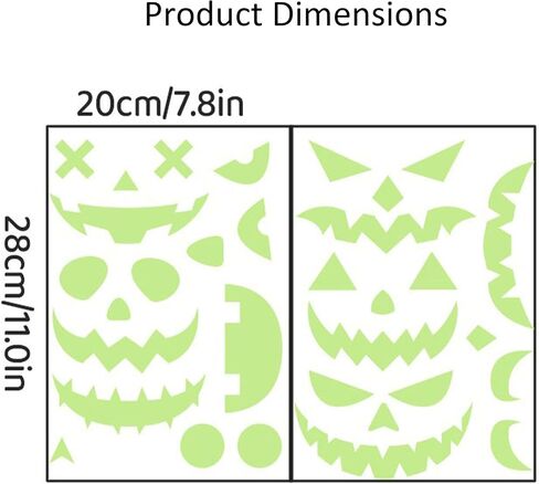 16 Pcs Window Stickers Glow Pumpkin Face Stickers, Ghost Face Pumpkin Decorating Glow in The Dark Halloween Stickers, Waterproof Halloween Ghost Eyes Sticker for Party Decoration, Door, Wall, Cabinet in Saudi Arabia