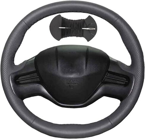 Car Steering Wheel Cover Microfiber Leather Stitch Wheel Wrap Fit for Honda Civic Civic 8 2006 2007 2008 2009 2010 2011 (2-Spoke),Black in Saudi Arabia