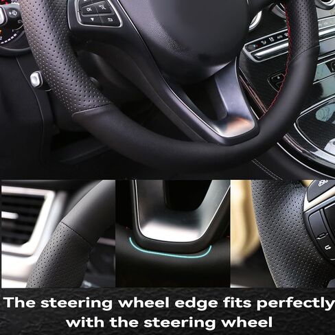 Car Steering Wheel Cover Microfiber Leather Stitch Wheel Wrap Fit for Honda Civic Civic 8 2006 2007 2008 2009 2010 2011 (2-Spoke),Black in Saudi Arabia