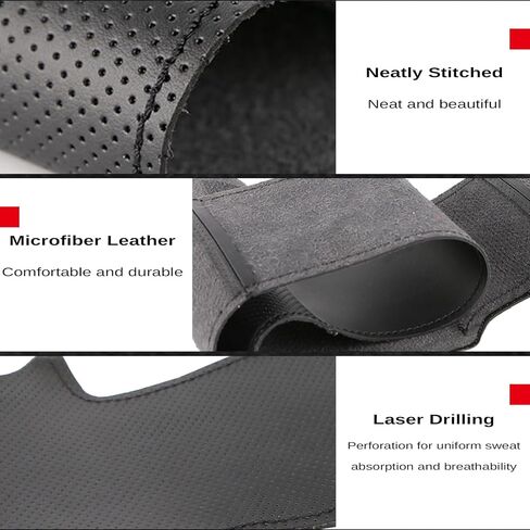 Car Steering Wheel Cover Microfiber Leather Stitch Wheel Wrap Fit for Honda Civic Civic 8 2006 2007 2008 2009 2010 2011 (2-Spoke),Black in Saudi Arabia