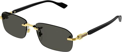 Gucci Rectangular Narrow Rimless Sunglasses, Gold-Black-Grey, One Size in Saudi Arabia