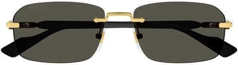 Gucci Rectangular Narrow Rimless Sunglasses, Gold-Black-Grey, One Size in Saudi Arabia